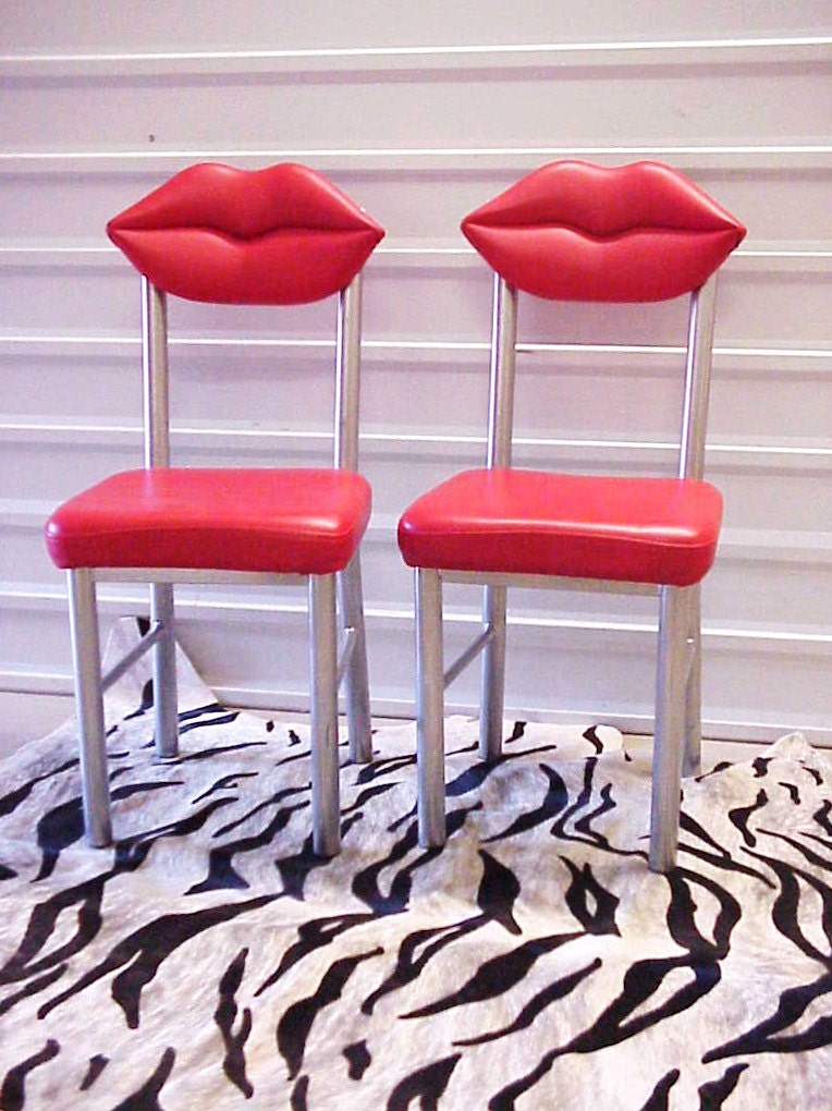 Marilyn Red Lips Chairs Pair Studio 65 Dali by DallasModern