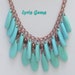 Turquoise and Copper Necklace,Teardrops,Dangles,on a Chain,Howlite.,Mediterranean,Handmade