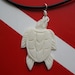 Sea Turtle Necklace, Hawaiian Honu, Hand Carved Bone Pendant, 18" Soft Rubber Cord