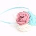 Flower Headband, Dusty Rose, Light Mint, Ivory, Chiffon, Lace, Pastel Flowers, Girls, Adult, Headband, Hair Accessory, Headpiece