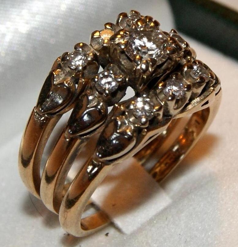 VINTAGE WEDDING RINGS 14k Gold Diamond c1940