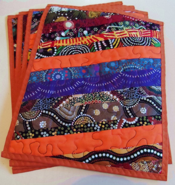 Quilted Aboriginal Place mats Quilted Place mats