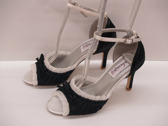 Black Wedding Shoes 3 inches white frilly edging Tuxedo Look