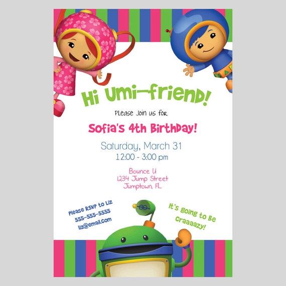 Items similar to Team Umizoomi Birthday Invitation - I Design, You ...