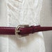 Vintage thin belt Adjustable unique buckle belt Oxblood color belt