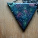 SALE WAS 25 polymer clay galaxy/celestial triangles pendant and post earrings - iridescent blue, red, green, yellow on black - white stars.