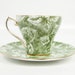 Vintage Royal Stafford Tapestry Teacup and Saucer Made in England Bone China Forest Green