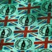 Half Meter Cotton Fabric,Craft,British Flag,Big Ben,London,Church,Clock,Stamp,Pattern,Blue Green,Vintage style,Sewing(ZF1)