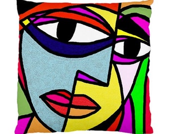 20% Off Today Picasso Style Face Art Double Sided Satin ...