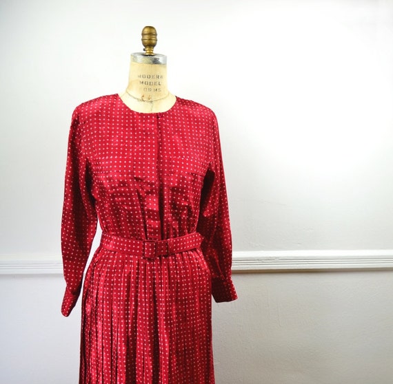 Red Summer Dress - Pleated - Petite - Size 10