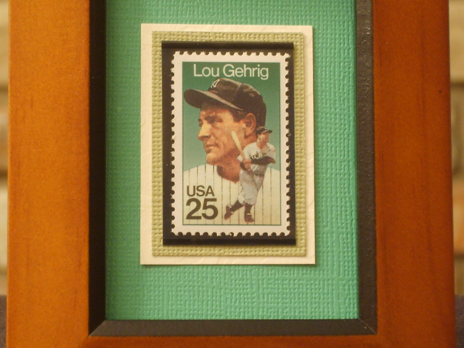 Lou Gehrig Vintage Framed US Postage Stamp No. 2417