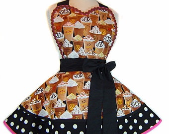 Cool & Frosty Iced Cappuccino Diner Style Apron --A Tie Me Up Aprons Exclusive