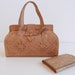 Vintage Tooled Leather Handbag / Moroccan Leather Purse with Matching Wallet
