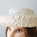 Easter bonnet----1960s Adorable vintage Straw Hat with grosgrain ribbon bow--sears roebuck