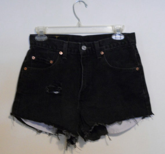 Levi High Waisted Black Denim Shorts Vintage by TheVilleVintage