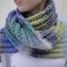 50% OFF Chunky Wool Scarf, Hand Knit, Men & Women, Warm, Large, Wide, Muffler, Purple Green Blue