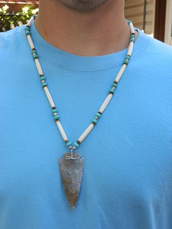 Native American Men's Large Arrowhead Necklace