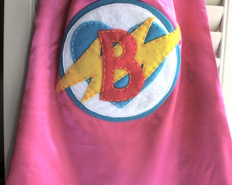 Girls Superhero Cape -PERSONALIZE/CUSTOMIZE - Superhero Costume Heart & Lightening Bolt- Superhero Birthday Party