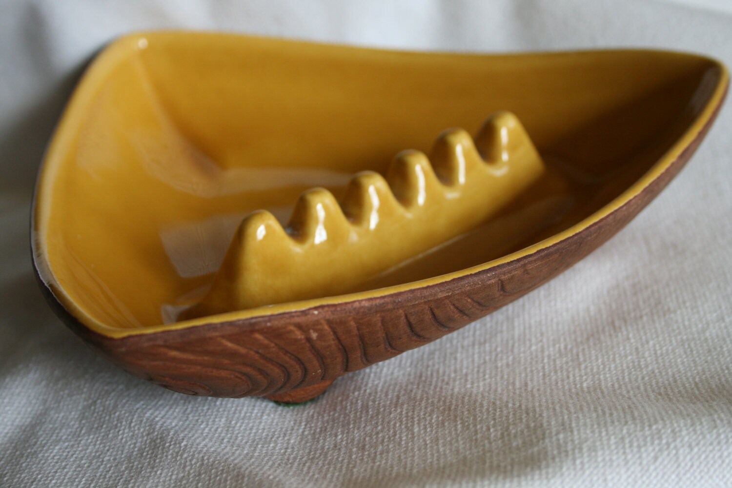 Vintage USA Pottery Ashtray Mid Century Modern Retro Decor