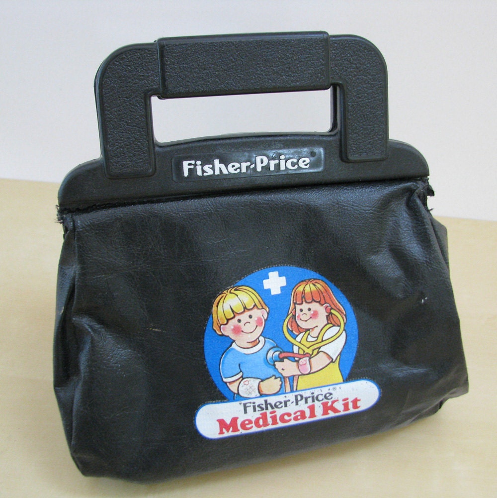 Fisher Price 1980s Doctor's Bag and Toy Medical Stuff