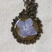 pressed flower necklace resin necklace dried hydrangea set in resin. shabby chic circle filigree pendant for summer. prairie. boho