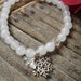 Snow Quartz Stretch Bracelet with Snowflake Charm and Crystals