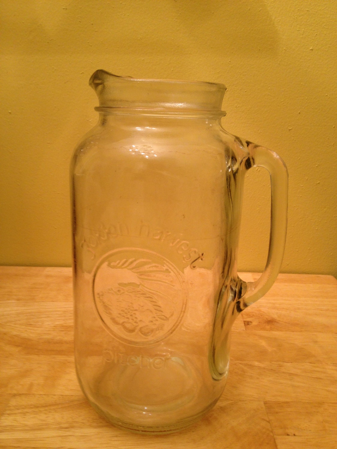 Mason Jar Pitcher Glass Pitcher Housewares by journeyspast on Etsy
