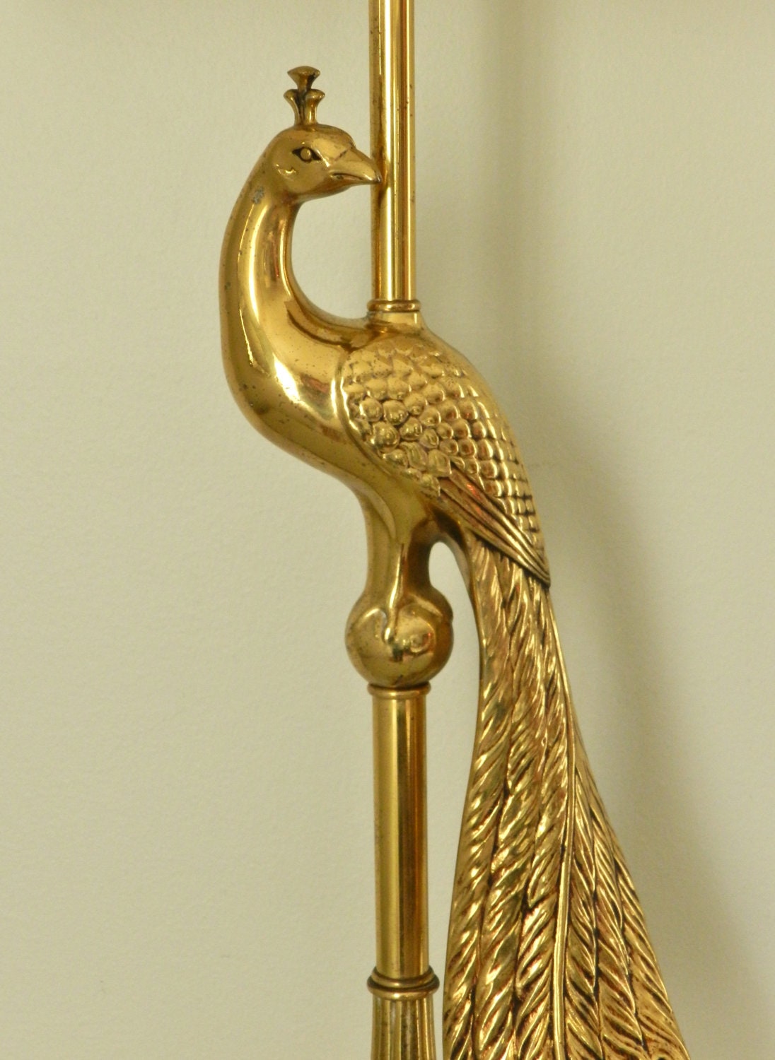 Vintage Brass Lamp Peacock Figurine Statue Hollywood Regency