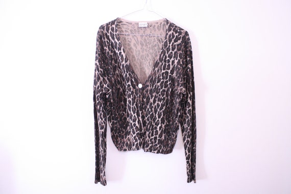 Slouchy Leopard Knit Cardigan
