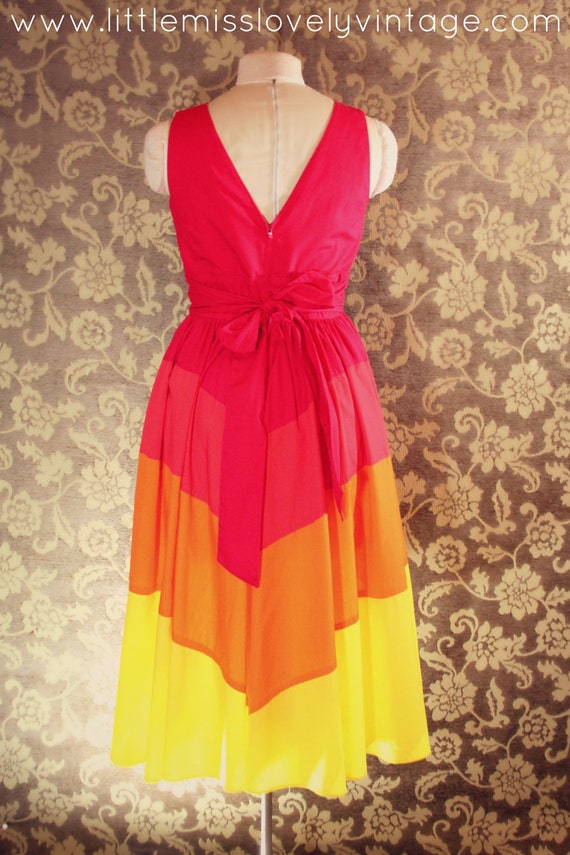 Vintage pink orange & yellow ombre dress by LMLovelyVintage