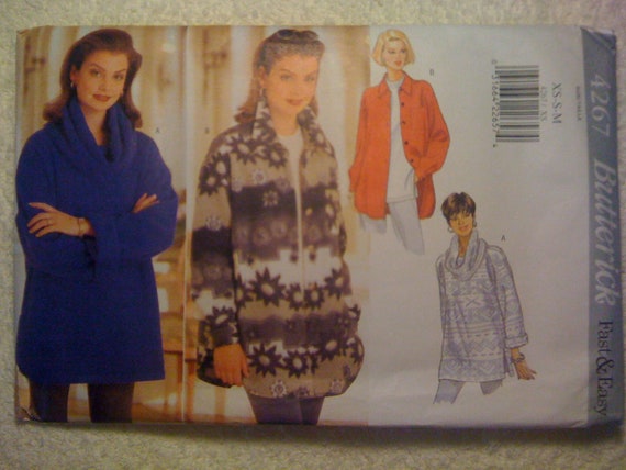 Butterick 90s Sewing Pattern 4267 Misses Fast and Easy Loose Fitting Top and Jacket Size XS, S, M