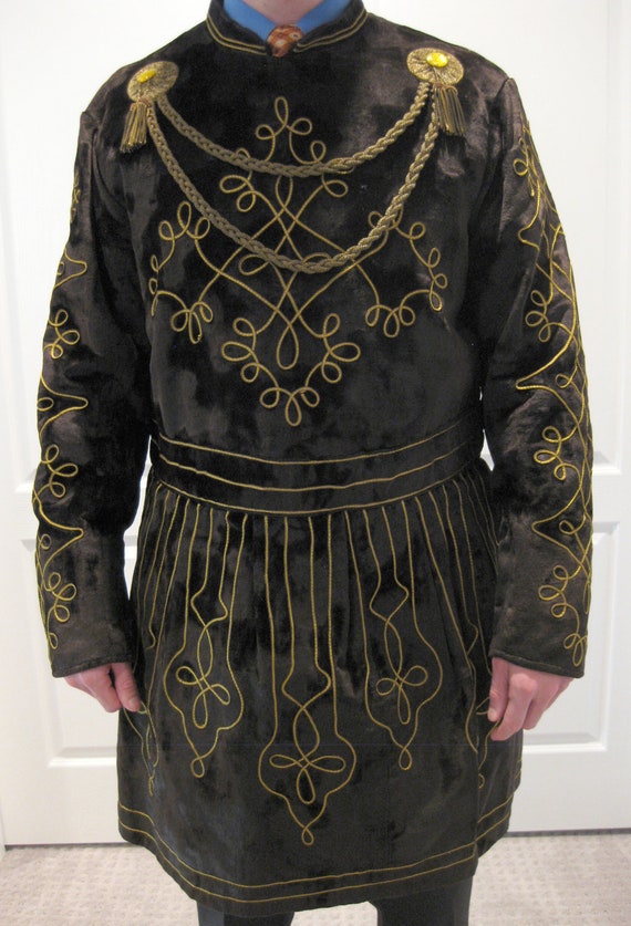 Antique Black Velvet Ceremonial Mens Lodge Robe Medieval