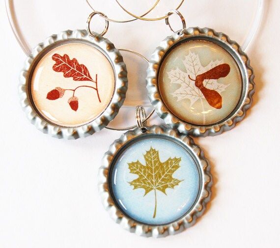 Leaf Wine Charms Leaf charms Wine Glass Charms Wine Charms