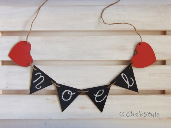 Christmas CHALKBOARD Banner Sign Bunting Garland Banner Photo Prop Noel, Love or Your Initials Il_570xn