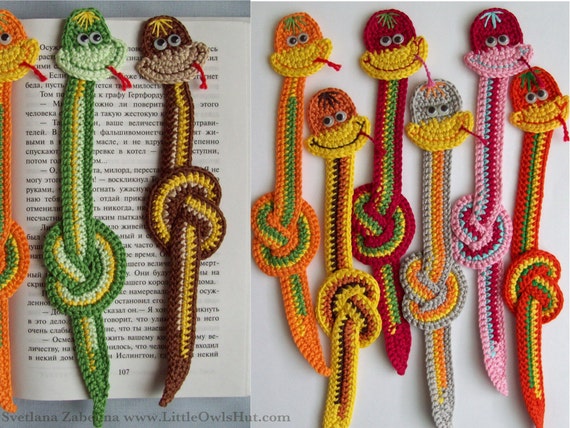 Amigurumi Crochet Pattern - Snake bookmark PDF file (instant download) by Zabelina