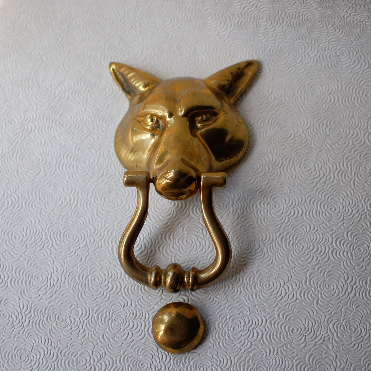 Brass Door Knocker Vintage Fox Head