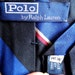 Mens Polo Necktie, Ralph Lauren Silk Tie, Made by Hand Blue, Red, Black Stripe, Retro Mad Men Appeal from All Vintage Man