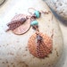 Turquoise and Beaten Copper Earrings