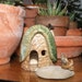 Gnome Home 8 with Gnome and Rock - Tiny Pottery Sculptures for Miniature Gardens, Fairy Garden, Terrarium, or Dollhouse