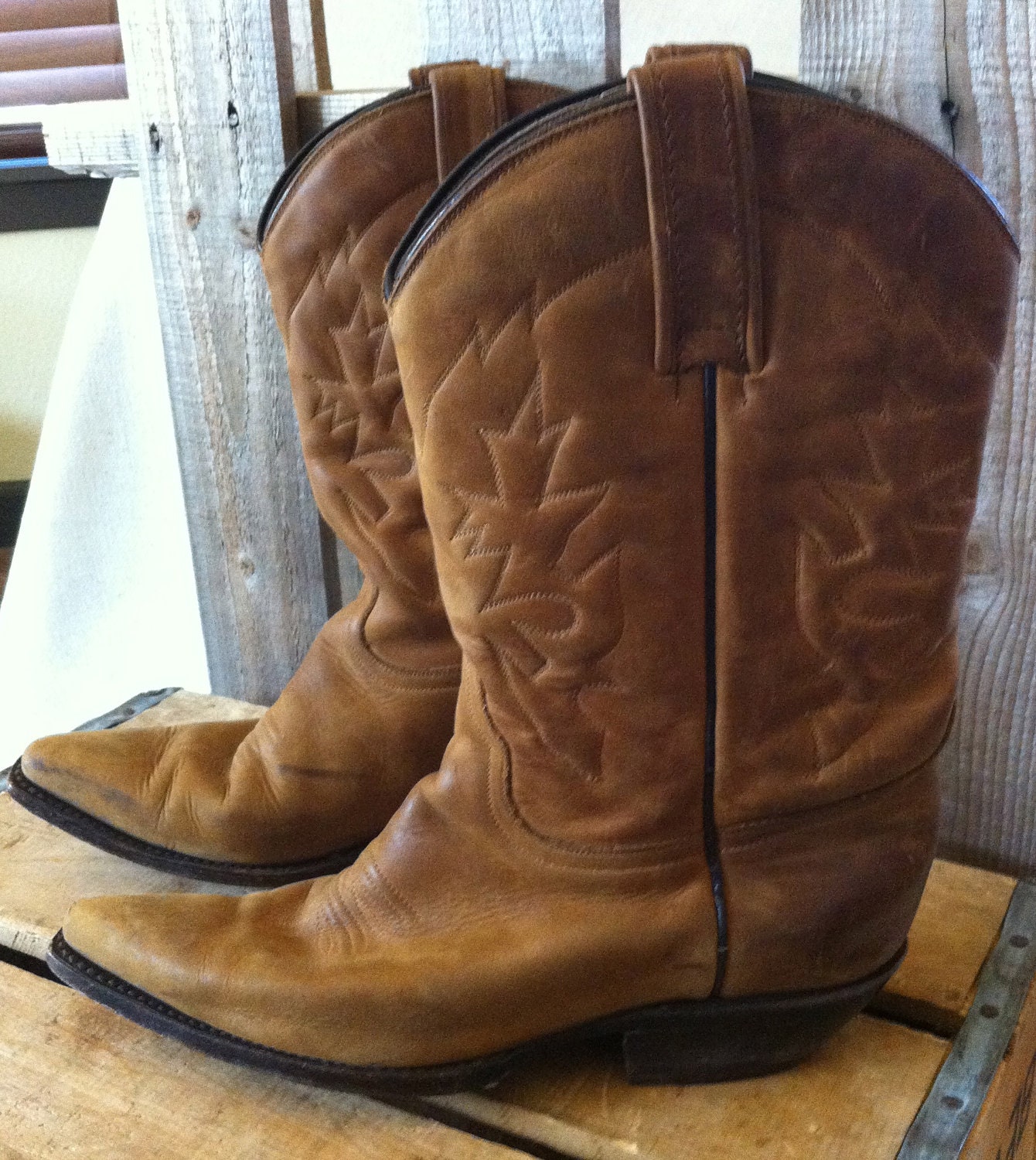 SALE// Vintage Caborca Cowboy Boots Brown Leather //SALE