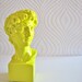 Small David Bust Statue with cube base in lemon yellow