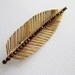 Vintage Gold Tone Feather Leaf Brooch with Red Stones 1950s