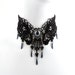 Black Venetian Lace Choker Necklace with Hematite Stone and Drops (gothic, goth, jewelry, romantic, women, bib, renaissance, victorian)