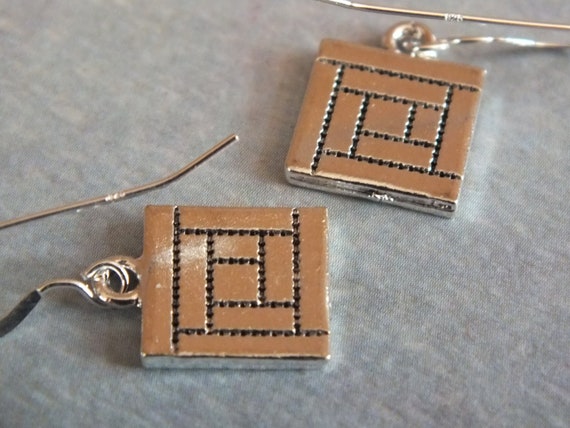 Quilt Jewelry - Sterling Silver Earrings with a knitting, sewing ...