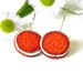 Minimalist Coral Red Ceramic Earring Round Jewelry Bright Geometric Pottery Eco Friendly