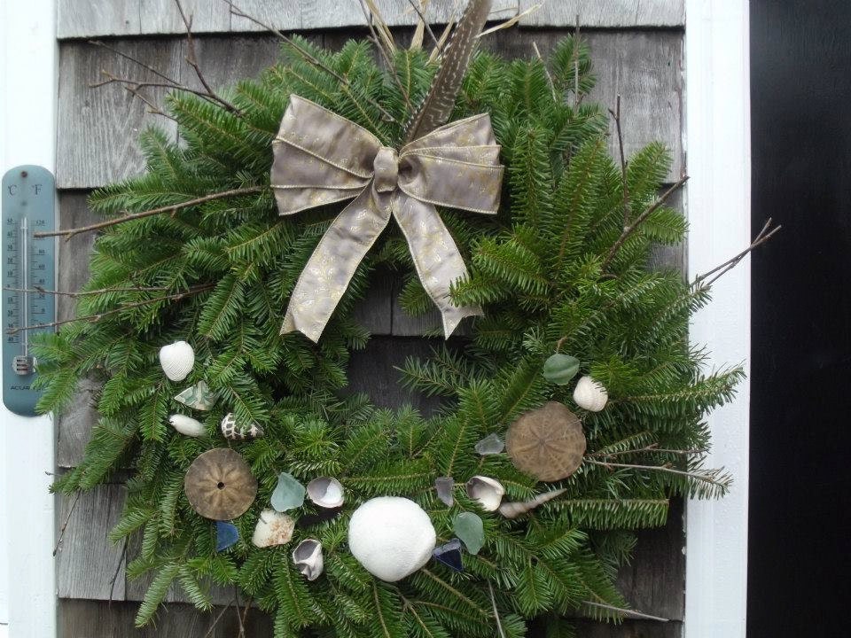 24" SEASHELL WREATHS! Local Pickup - Attracts Fairies to Your Door. Custom Maine Balsam Wreaths For Weddings, Christmas or Any Occassion.