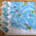 RESERVED FOR TED Vintage Tablecloth With 6 Napkins Aqua Wheat Flowers Mid Century