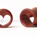 meztliestrella reserved pair 7/16" Pair Heart Tunnel Red Saba Wood Plugs