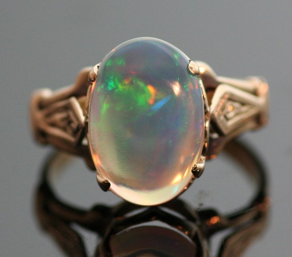 Items similar to Antique Opal Ring-14k Rose Gold on Etsy