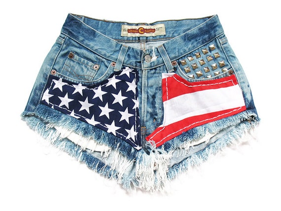 Items similar to American flag medium rise shorts S on Etsy